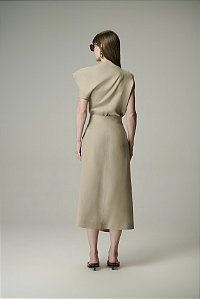 Saia Midi Utilitária em Linho 100% Natural 613 Oficial