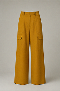 Calça Feminina Cargo em Linho Natural 613 Oficial
