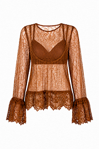 Blusa de Renda Manga Longa Skazi
