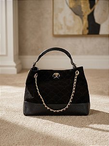 Bolsa Hobo Grande em Couro e Camurça Luiza Barcelos