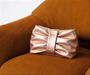 Bolsa Clutch Couro Drapeado com Alça Corrente Luiza Barcelos