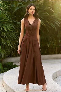 Vestido Malha Detalhe Renda Bordada Fleche D'or