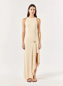 Vestido Midi Malha Barra Assimétrica Skazi