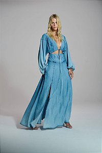 Vestido Amplo de Liocel Denim Caos Moda