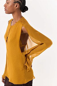 Blusa Chiffon Manga Vazada Skazi