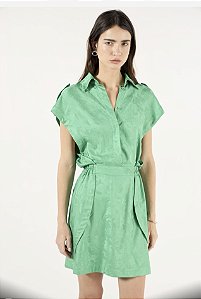 Vestido Curto Chemise Jacquard Verde Skazi