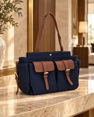 Bolsa Grande em Lona e Couro Luiza Barcelos