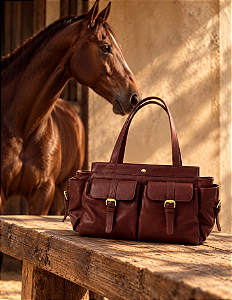 Bolsa Grande em Couro com Bolso Frontal Luiza Barcelos