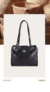 Bolsa Pequena em Couro Croco com Alça Alongada Luiza Barcelos