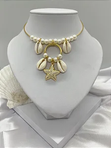 Choker Aro Estrela do Mar, Pérola e Búzio