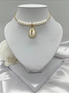 Choker Aro Búzio e Pérola