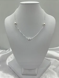 Choker Bolinha e Pérola - Folheada a Prata