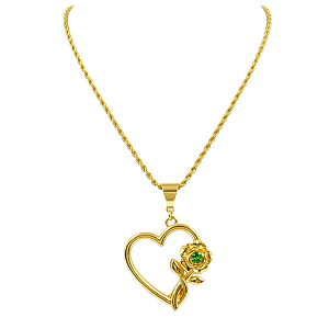 Colar Coração c/ Flor