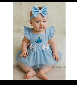 Jardineira Cinderela com Tule+Laço