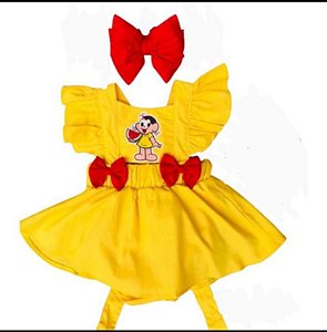 Jardineira Magali Amarela+Laço