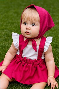 Jardineira Marsha e Urso +Lenço