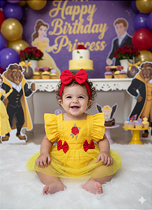 Romper com Tule Bela e a Fera +Laço