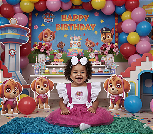 Romper com Tule Sky patrulha canina+Laço