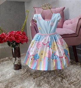 Vestido de Festa de Aniversario Chuva de Amor e Benção