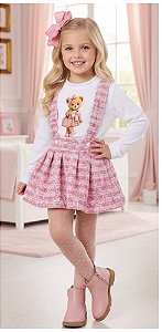 Conjunto Blogueirinha Ursinha Infantil 2 Peças -ROSA