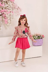 Conjunto Moleton e Short saia Minnei 2 peças