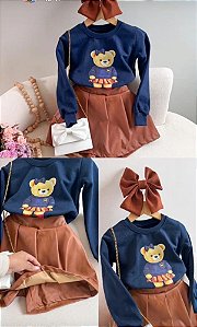 Conjunto Moleton e Short saia Ursinha 2 peças