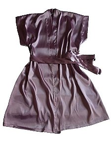 Robe de cetim feminino lilás