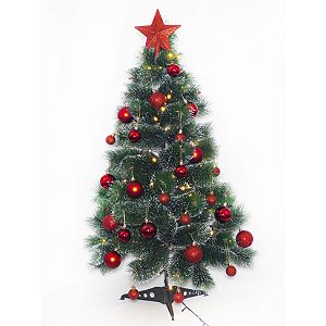 Árvore Natal Branca Decorada 1,20M 65 Enfeites Pisca 220V na