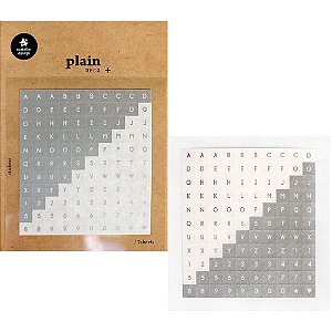 Adesivo Divertido Papel - 2 Cartelas Plain Deco + n.30 Alfabeto Prateado e Branco