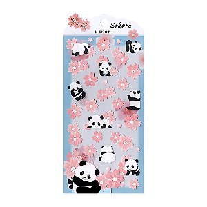 Adesivo Divertido Papel - Pandas Sakura Nekoni