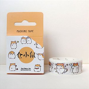Fita Decorativa Washi Tape - Animais Hamster Laranja