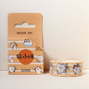 Fita Decorativa Washi Tape - Animais Gato Laranja
