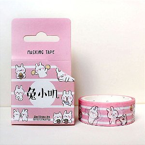 Fita Decorativa Washi Tape - Animais Coelho Rosa