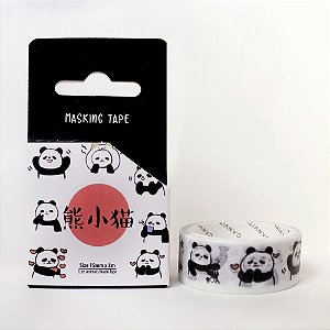 Fita Decorativa Washi Tape - Animais Panda Preto