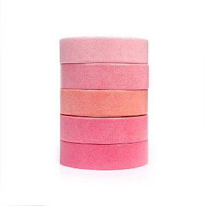 Kit de 5 Washi Tapes Tons Pastel Macaron Color Tape Rosa