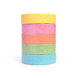 Kit de 5 Washi Tapes Tons Pastel Macaron Color Tape Colorido