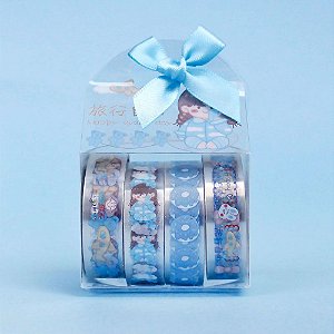 Fita Decorativa Deco Tape Transparente Menina Azul