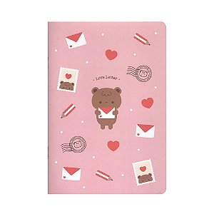 Caderno Brochura Pautado Ursinho Love Letter