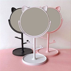 Espelho de Mesa Porta Jóias Orelhas de Gato