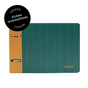 Fichário Com 50 Fichas Minimalistas Pautadas 8 Divisórias Caderno Argolado 2 Furos Notchi A.Craft Elegance Green