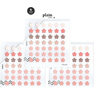Adesivo Divertido Papel - 3 Cartelas Plain Deco + n.62 Mini Flores de Sakura