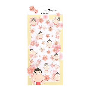 Adesivo Divertido Papel - Sumô Nekoni Sakura