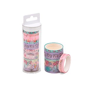 Washi Tape Fita Decorativa Unicórnio Kit Com 6 Rolos BRW