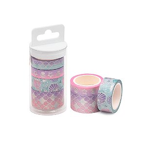 Washi Tape Fita Decorativa Sereia Kit Com 4 Rolos BRW
