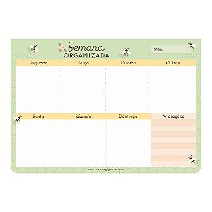 Planner Semanal Bloco Week Abelhinha Cartões Gigantes