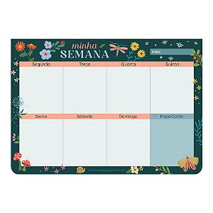 Planner Semanal Bloco Week Jardim Encantado Cartões Gigantes