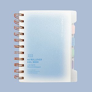 Caderno Espiral Pautado A6 Com Divisórias Capa Transparente Azul