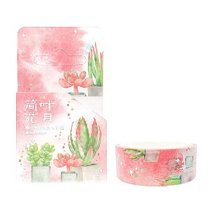 Fita Decorativa Washi Tape Suculentas Rosa
