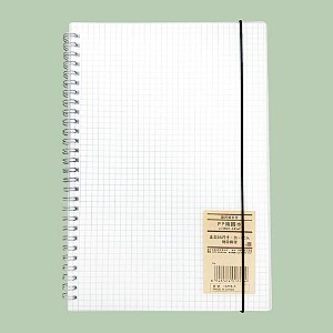 Caderno Espiral Quadriculado Capa Dura Transparente 80 Folhas