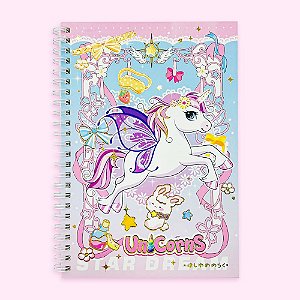 Caderno Espiral Pautado A5 Unicorns Fada Azul